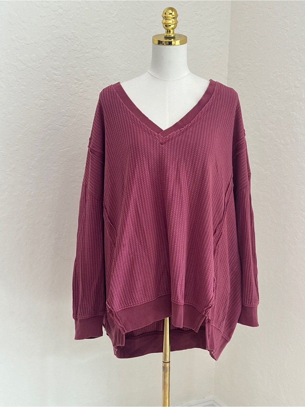 torrid Mauve Waffle V-Neck Pullover Sweater